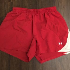 Red athletic shorts